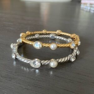 Brighton Set gold tone and oval shape silver bracelets